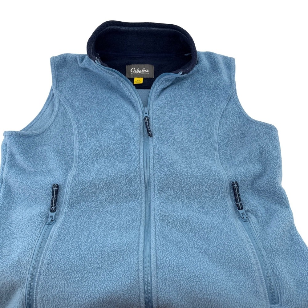 Cabelas Womens Fleece‎ Outdoor Sporty Corpcore Vest Blue Full Zip Pockets Size M